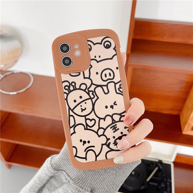 Cartoon Doodle Cas de téléphone animal plein écran