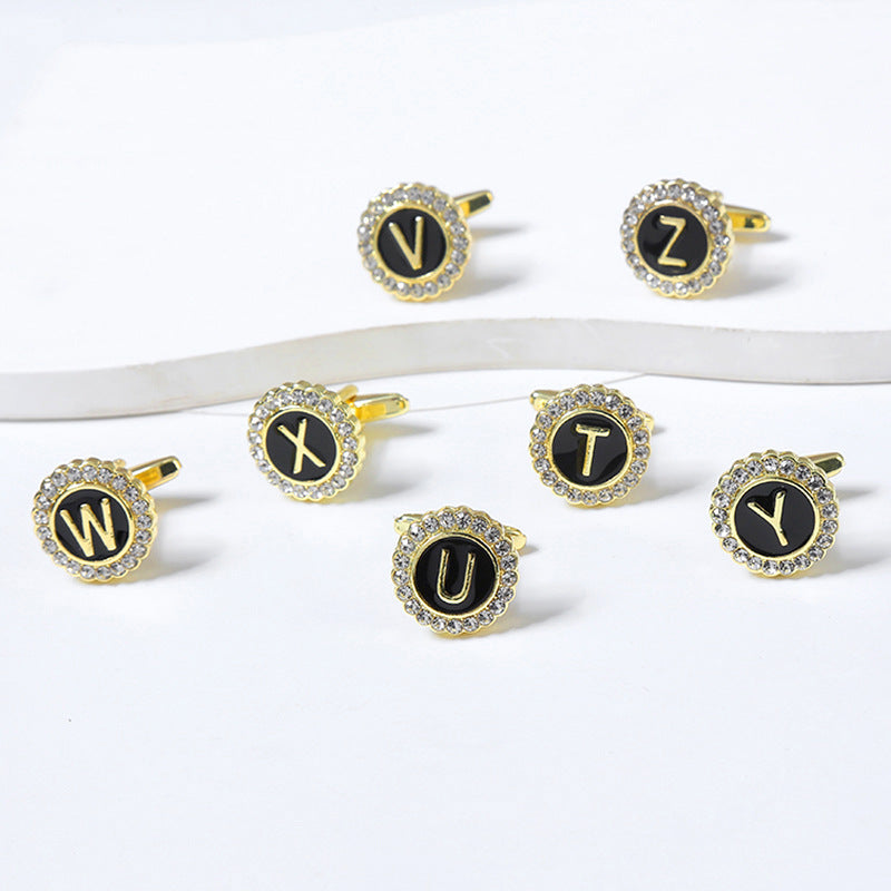 Rond Diamant French Cufflinks 26 lettres pour hommes