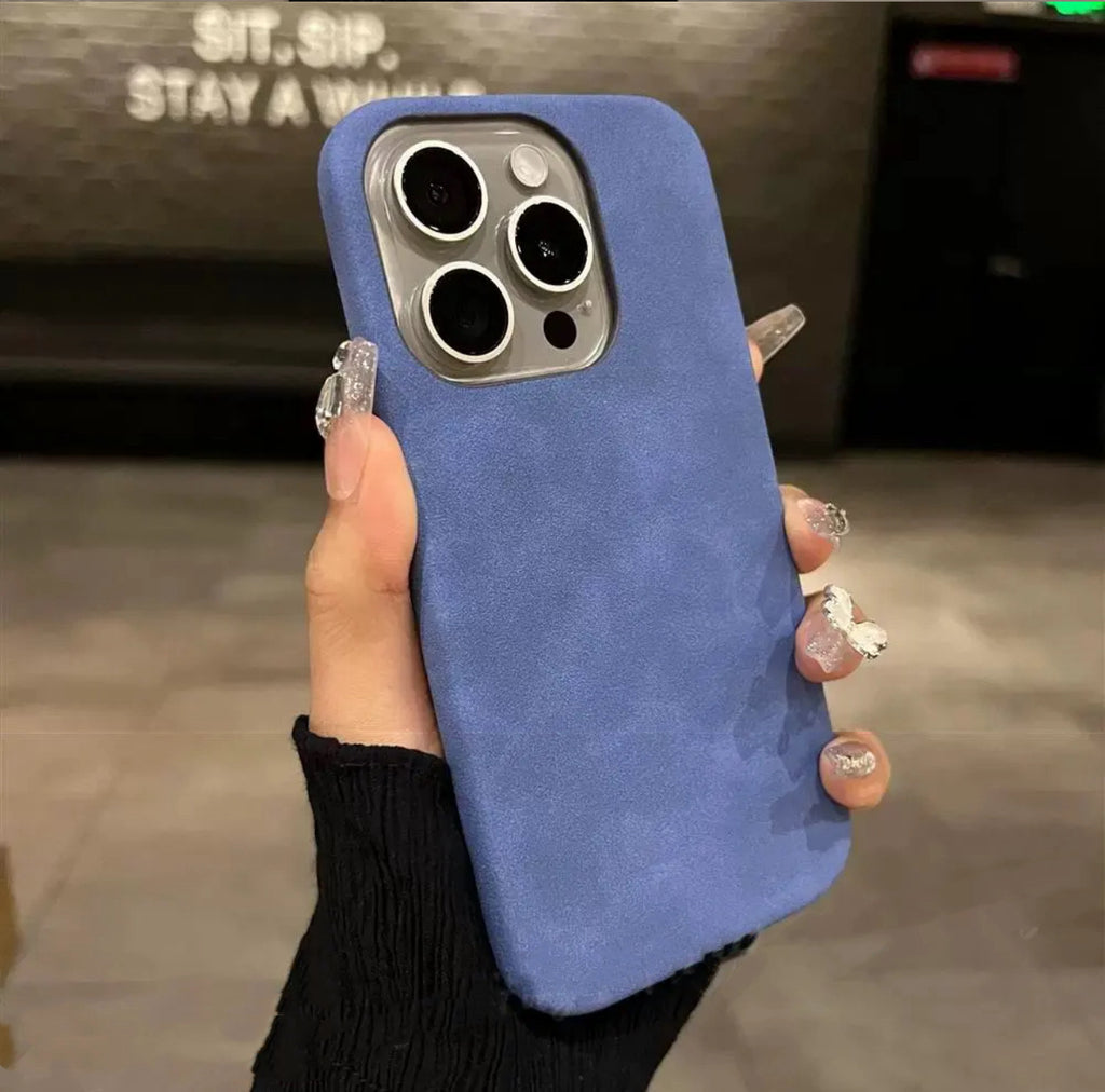 Boîtier de téléphone haute qualité en couleur solide Suede