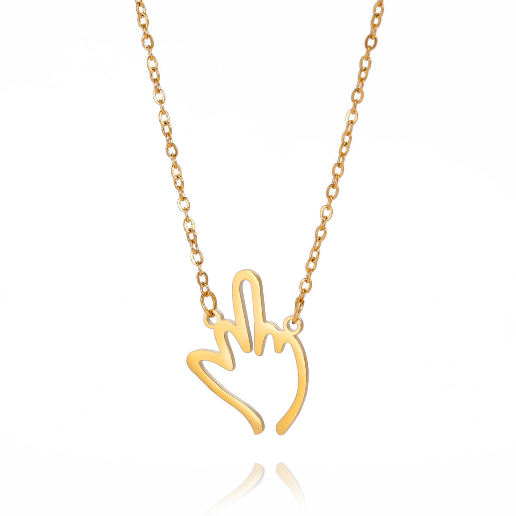 Collier en acier inoxydable pendentif à doigts moyens