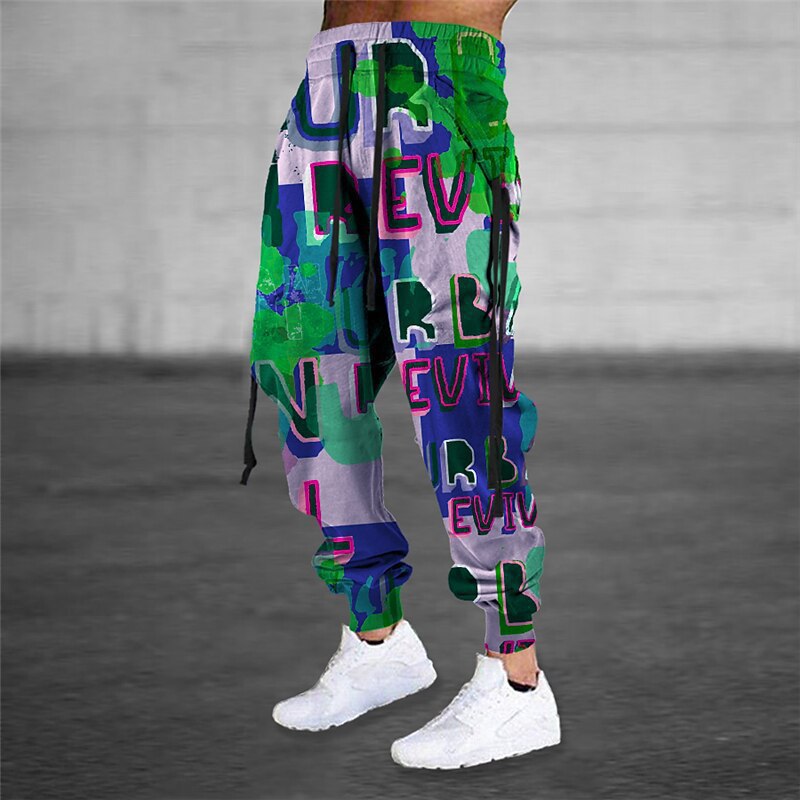 Pantalon retro Harem drawstring élastique avec imprimé animal 3D pour hommes Pantalons athlétique