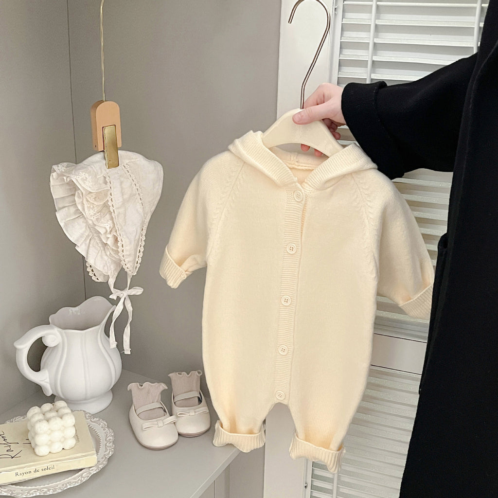 Chic One-piece Outfit avec mignon lapin oreilles pour un bébé premier mois parfait pour Outi extérieur