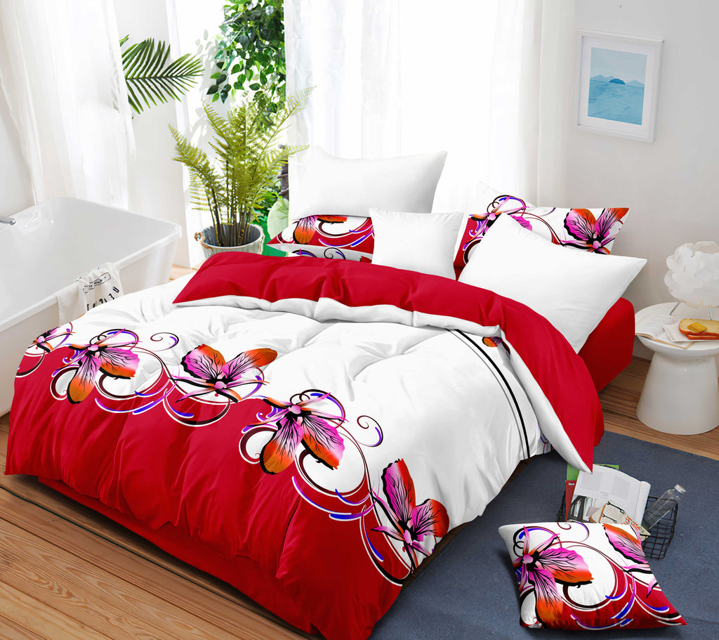 Couche de lit et rideau rouge et blanc 9 pièces pour le roi de Californie