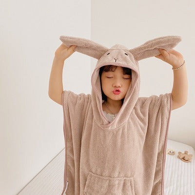 Serviette de bain à capuche de lapin