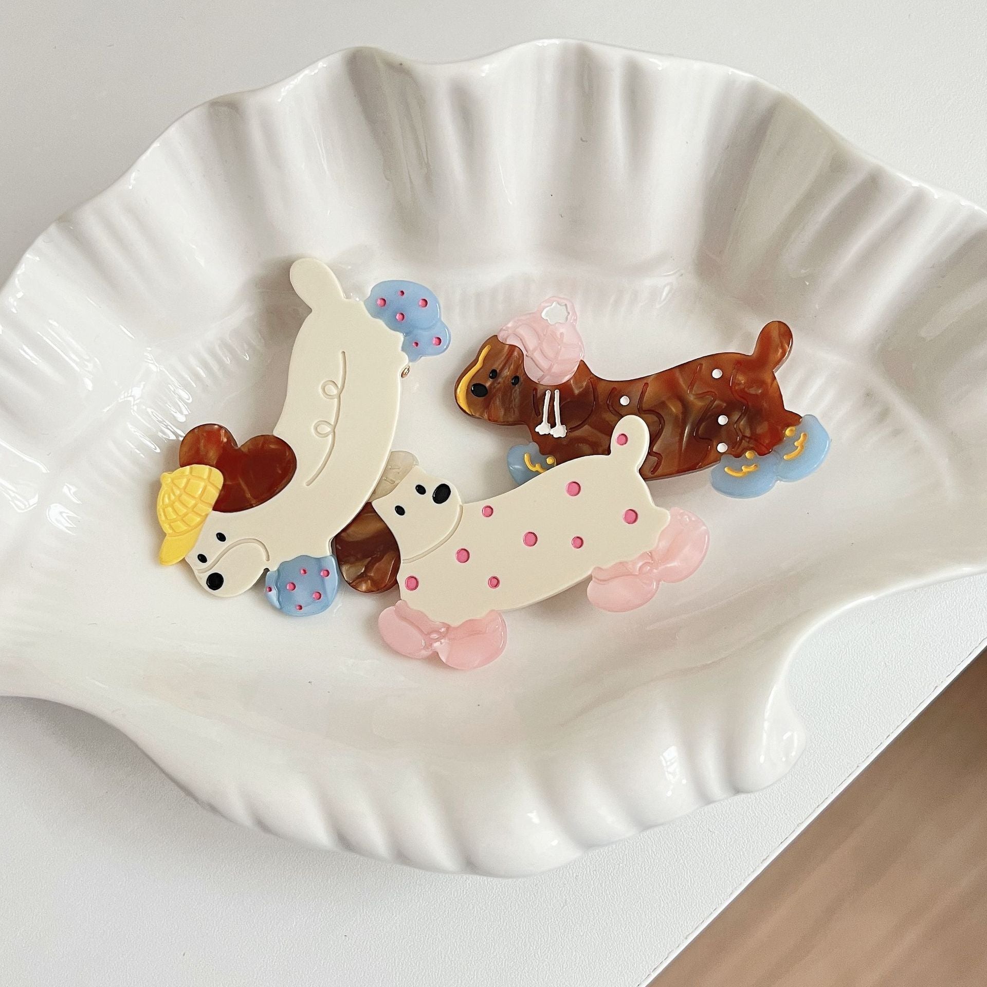 Clip cheveux mignon Polka-dot Dachshund pour les filles
