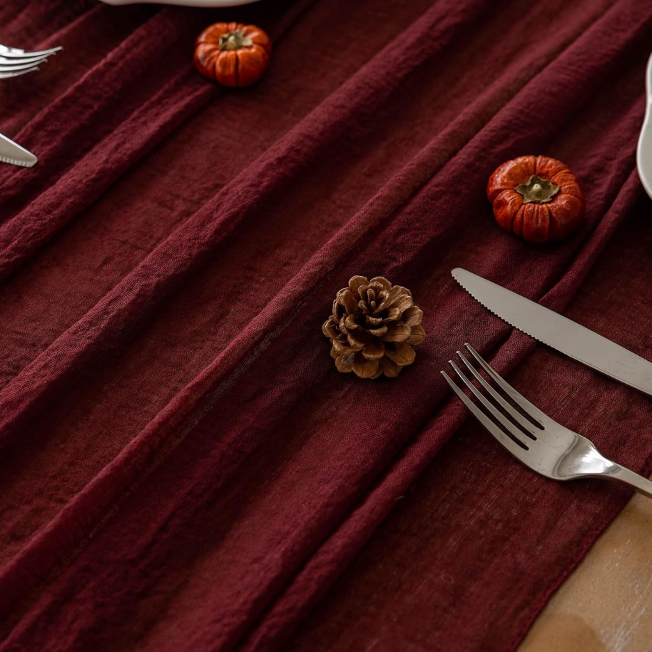 Décorations de Noël d'automne Burgundy Cheesewen Table Runner 120 pouces
