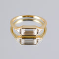 S925 Argent plaqué or 0,8ct Lunette géométrique Moissanite Anneau 4x8mm Baguette & Trillion St