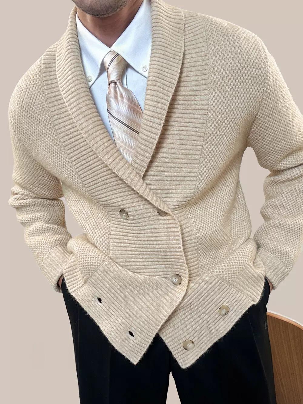 Chandail à col V haut de gamme Hommes Retro Slim-Fit Sweater Sweater Manteau mode pour hommes
