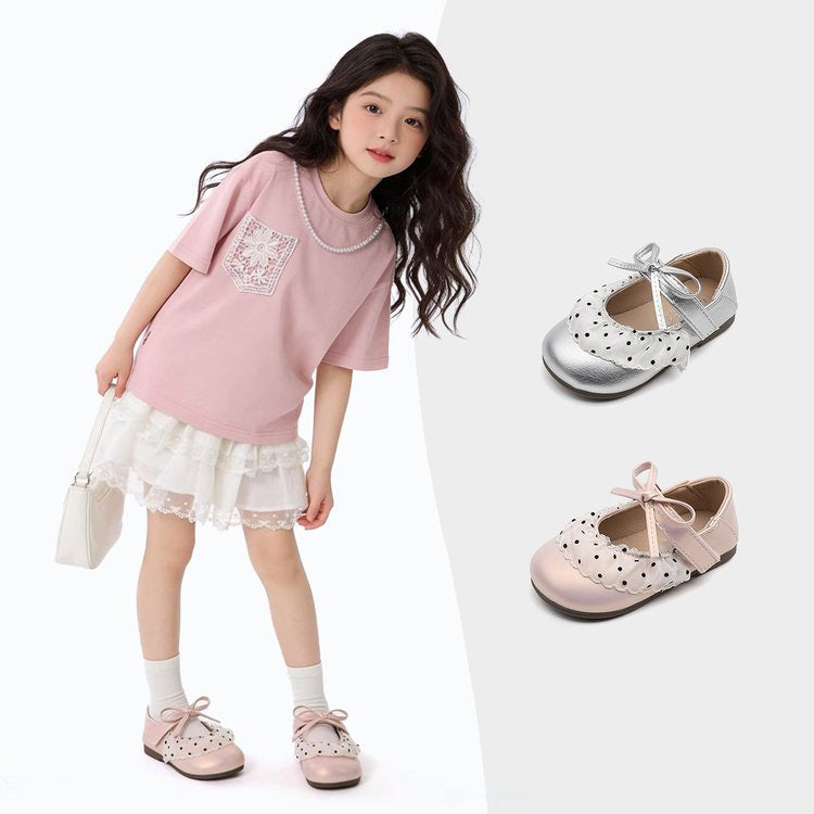 Girls' Korean-style retro soft leather princess shoes