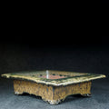 Pot de fleurs rectangulaires de style antique avec large bande émaillée dans le feu de four Jun Ware
