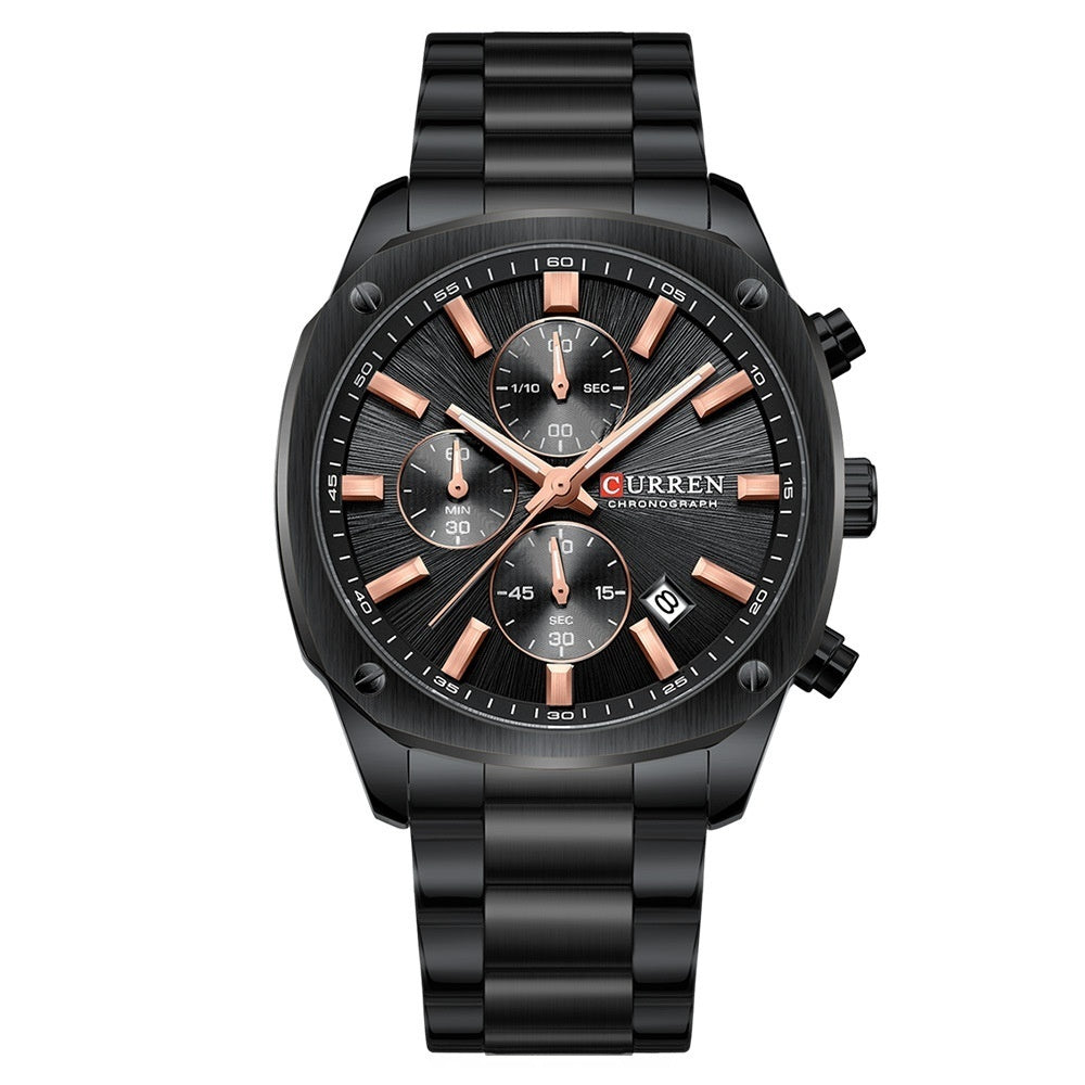 Montre homme d'affaires étanche à six mains avec un calendrier