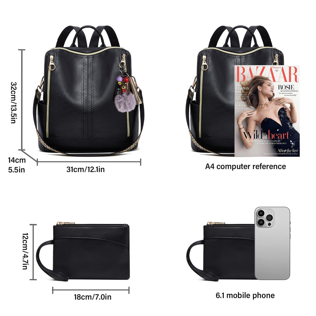 Springsummer Sac à dos pour femmes en cuir souple Casual style coréen