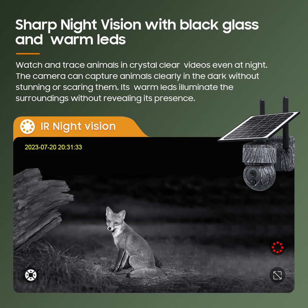 Camouflage extérieur Caméra de surveillance solaire étanche Vision nocturne