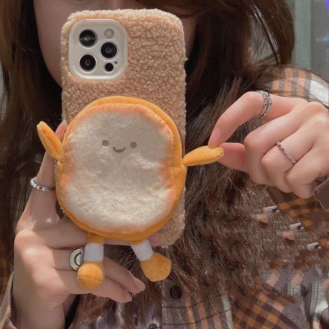 Cartoon Plush Coin Purse Cas de téléphone portable approprié