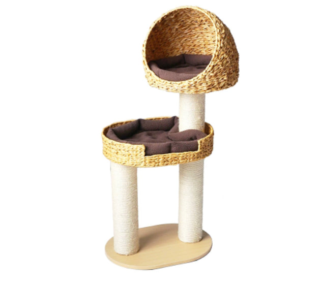 Green Song Woven Cat Climbing Frame with Thick Posts Cat Tree Cat Bed and Scratching Post
