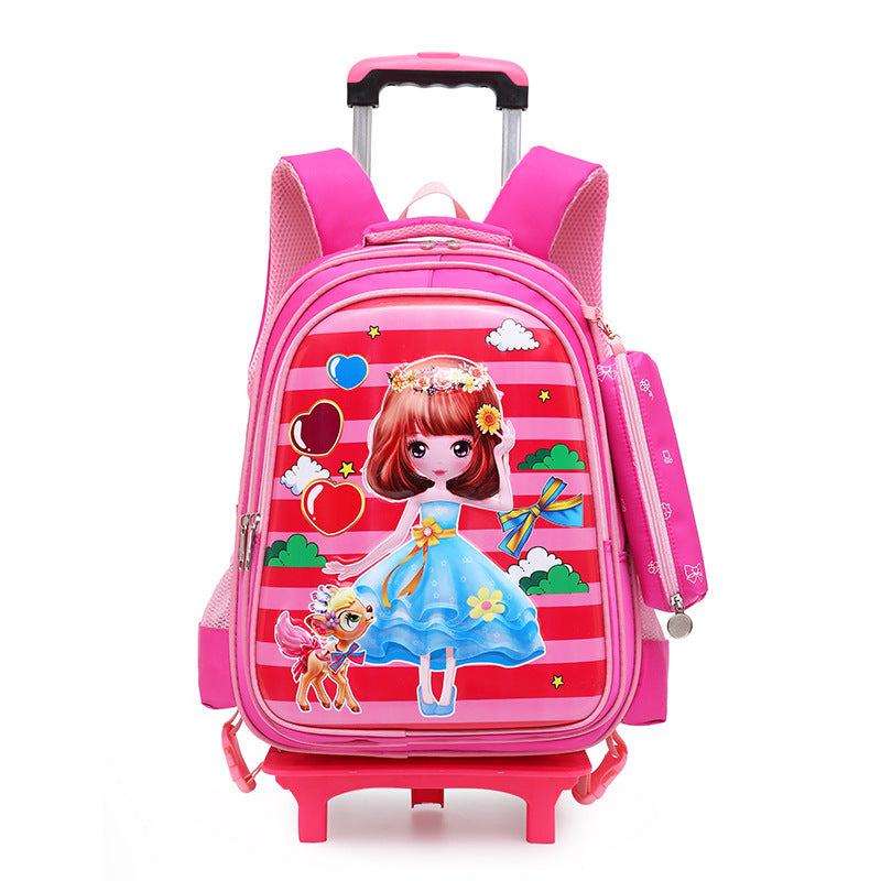 Trolley Primary School Waterproof 3D voiture Détachable Réduction de fardeau enfants sac à dos