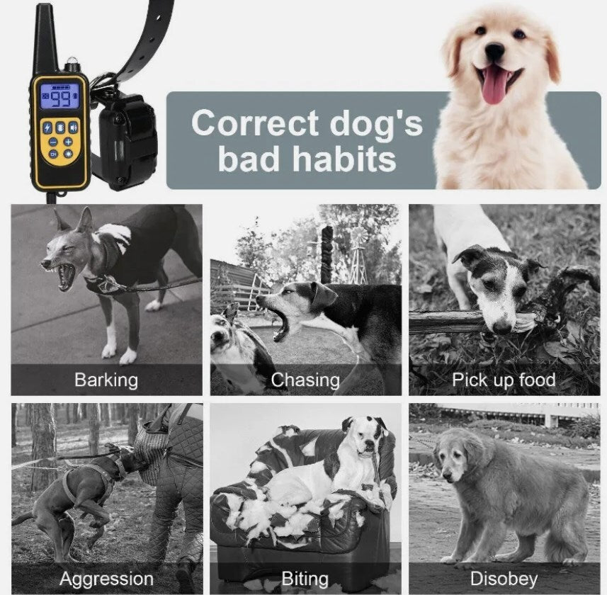 800M Electric Pet Dog Training E-Collar Anti-Bark Obedience Remote Control LCD