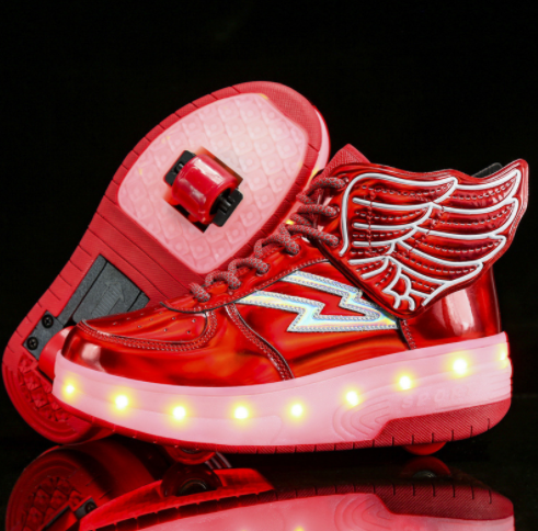 Double Roue Led Lumière Chaussures Roue Étudiant Roller Patins