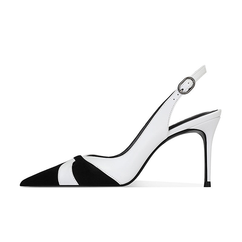 Sandales stiletto pointues confortables avec un orteil fermé et une boucle de cheville strappy