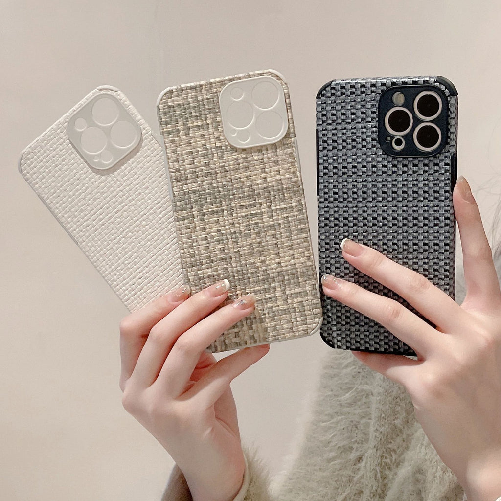 Woven retro leather phone case