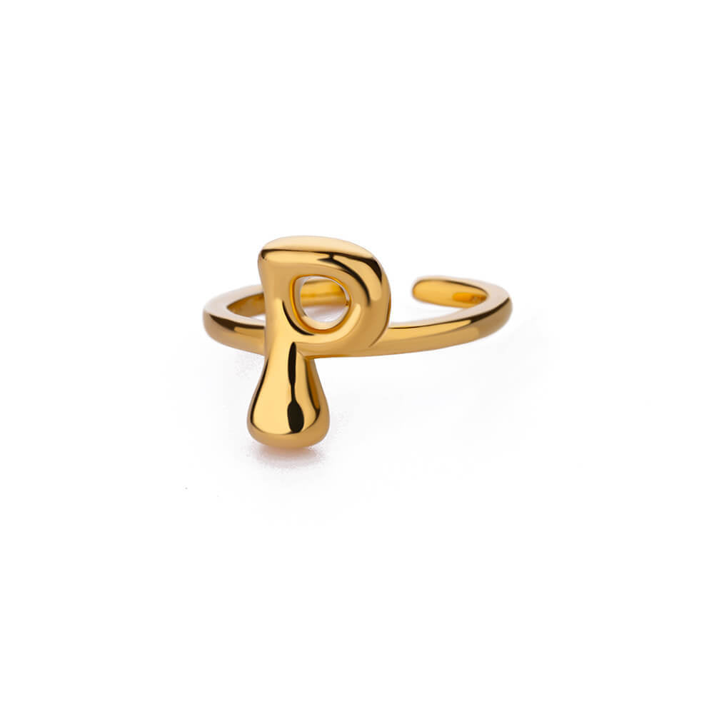 Cute Bubble Letters Anneau en or plaqué or 18K