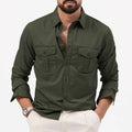 Hommes Multi Pocket Casual manches longues chemise