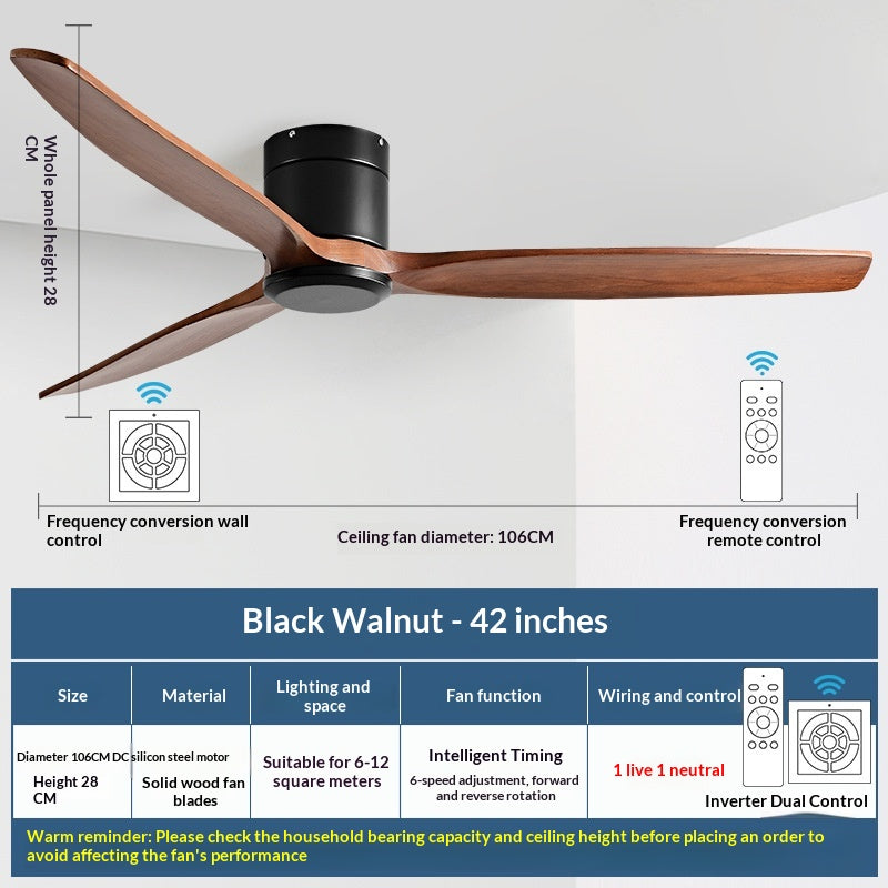 Ventilateur de plafond en bois massif nordique