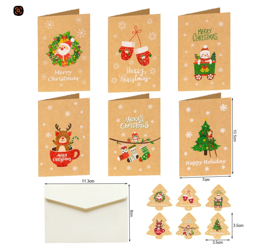 Papier Kraft Carte de Noël Bénédiction Carte de message Sticker de carte d'enveloppe