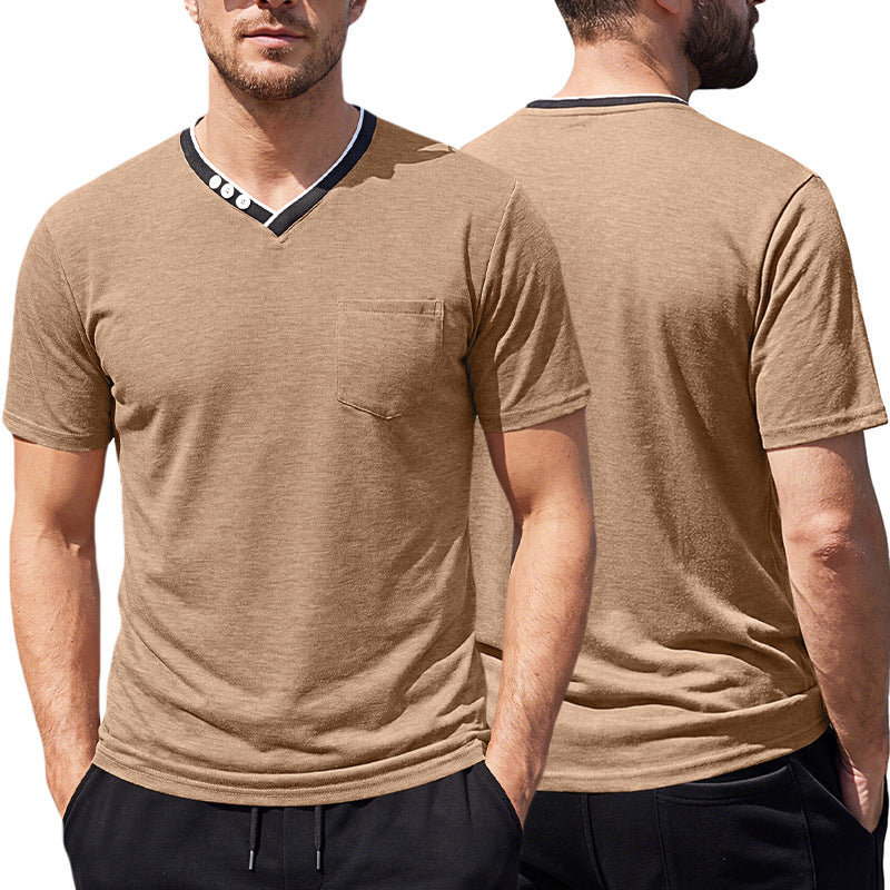T-shirt à manches courtes Henry V-neck Hommes