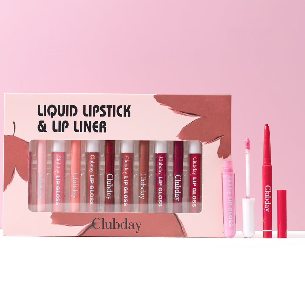 Velvet durable Matte Lip Glaze Mist Surface Crochet ligne stylo à lèvres 6plus6 ensemble combiné facile
