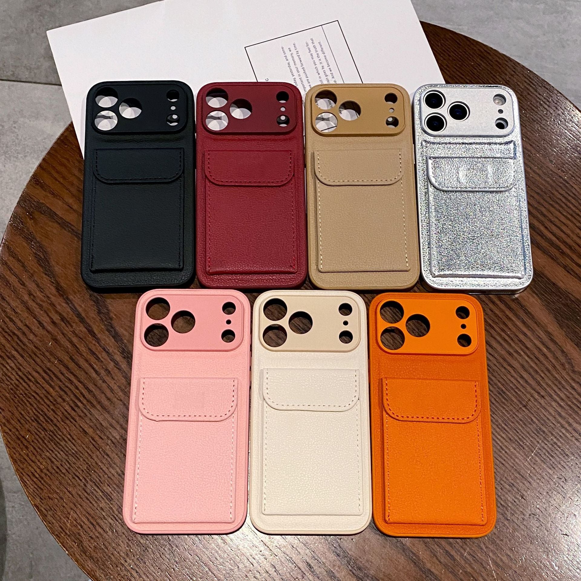 Porte-cartes en cuir clair Étui téléphonique