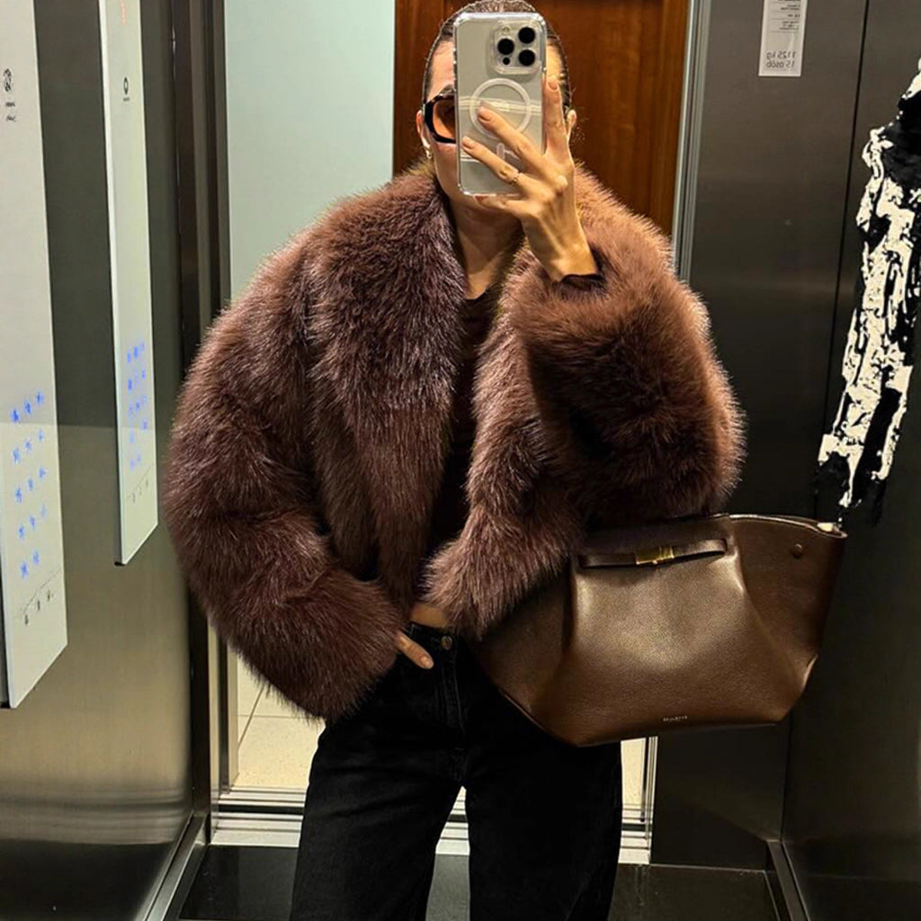 Femmes Faux fourrure épaissée Automnehiver manteau et chaud
