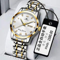 Double calendrier lumineux Quartz acier inoxydable Imperméable montre homme avec montre