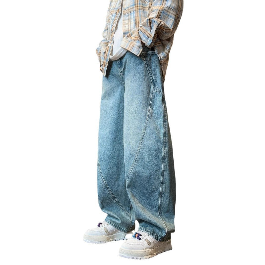 Men's Vintage American Style Wide-Leg and Straight-Fit Cut Jeans