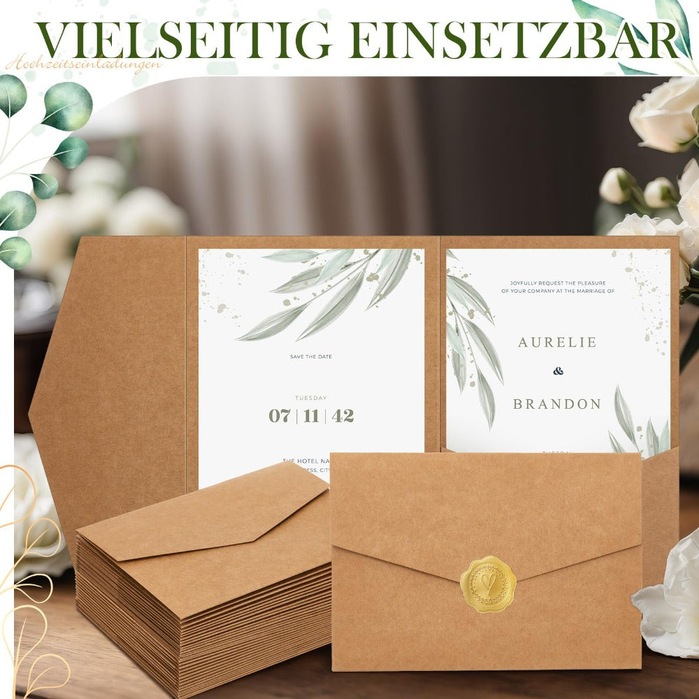 Ensemble de 50 cartes d'invitation triples avec enveloppes