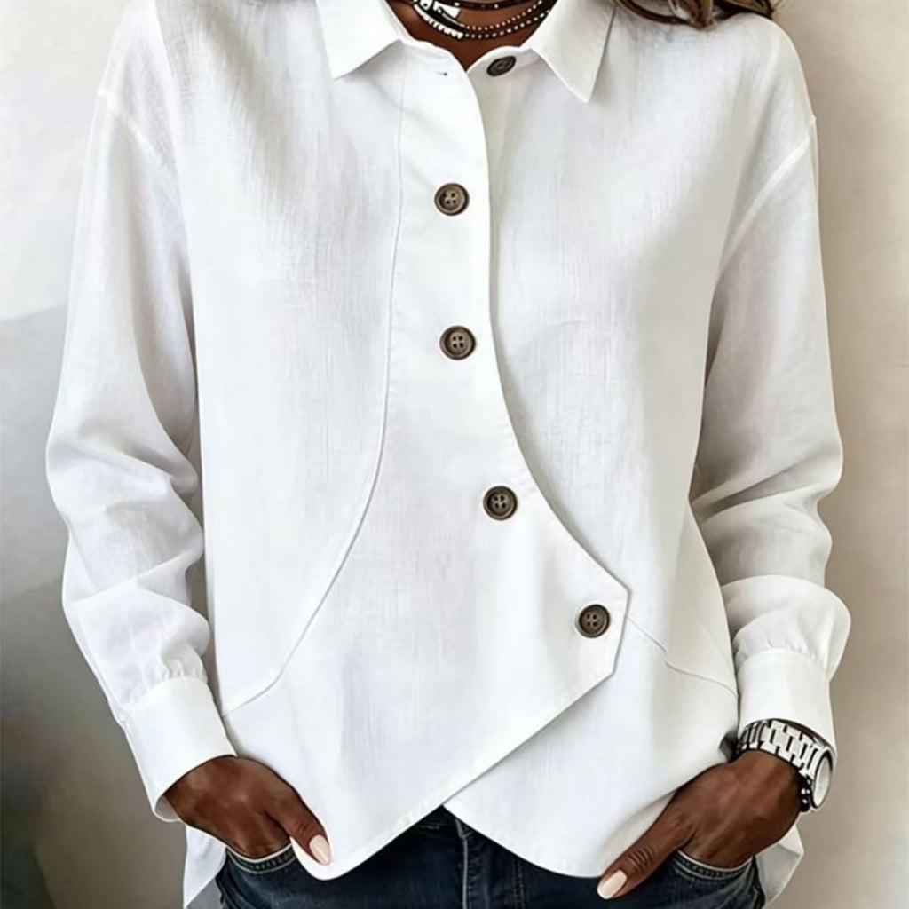 Femmes Casual Solid-Color Asymétrique manches longues chemise de style européen et américain