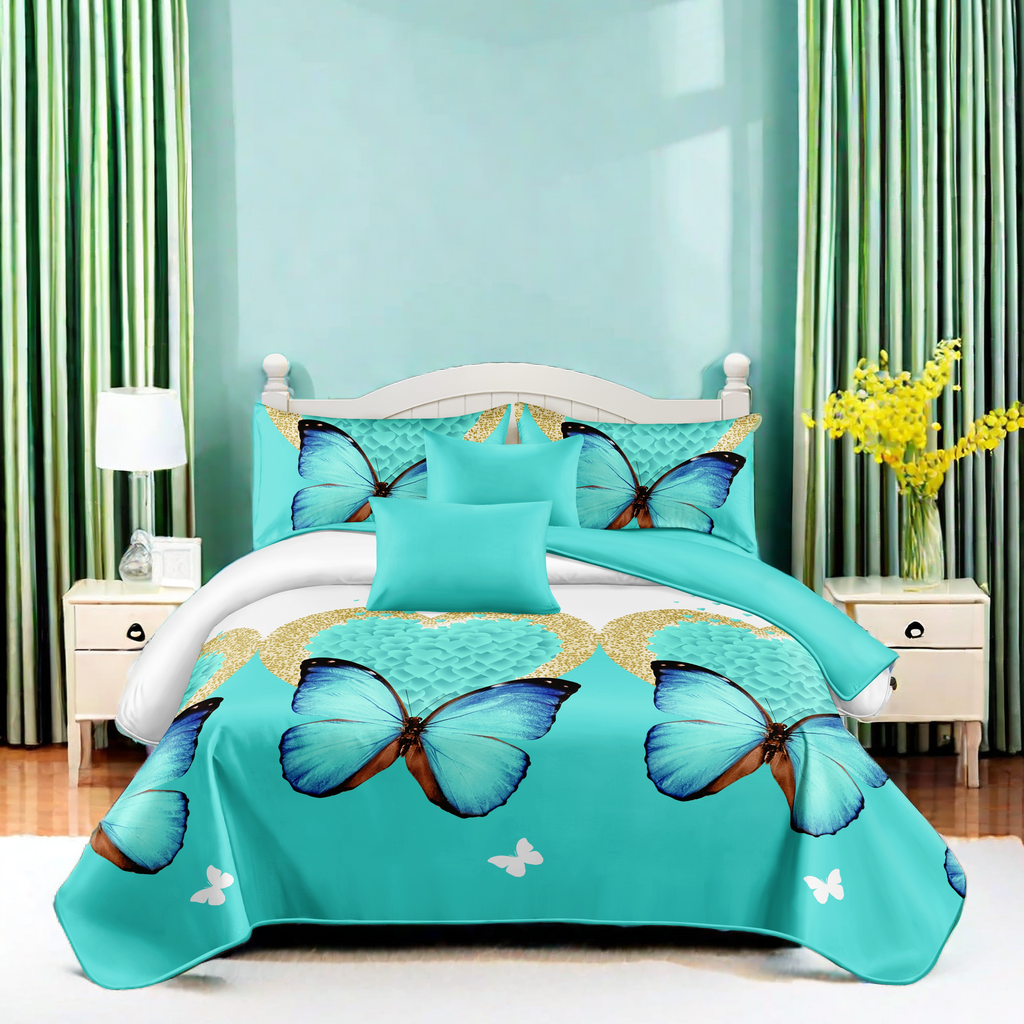 Couche de lit et rideau vert 9 pièces