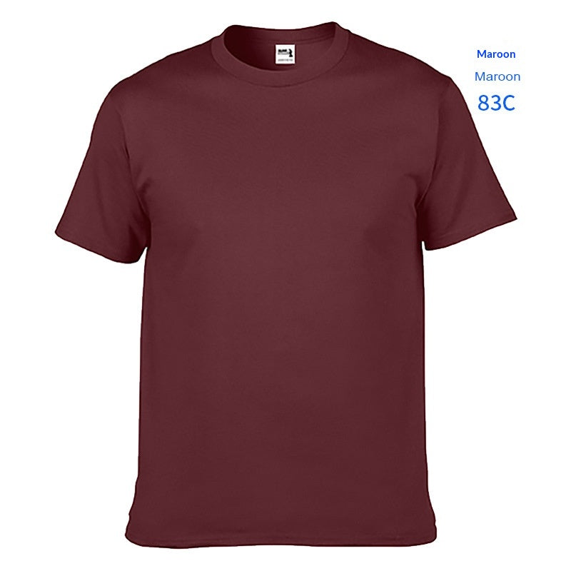 Solid-color Col rond Coton Hommes Manches courtes