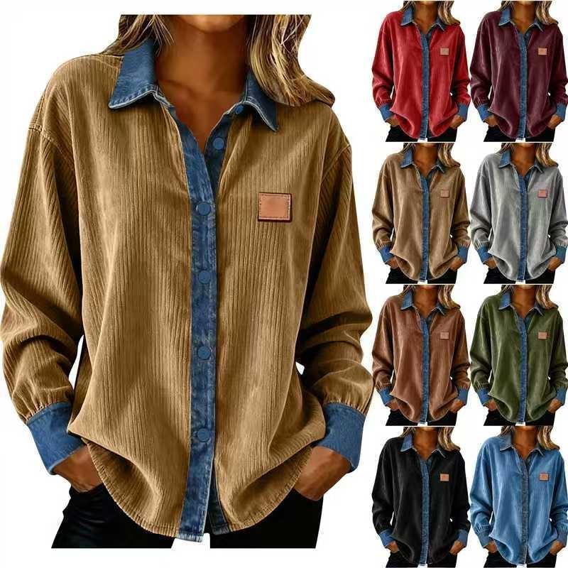 Chemise en Denim Casual à manches longues avec un collier de lapel