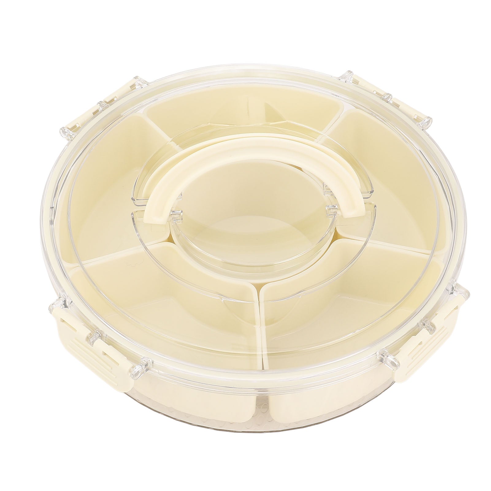 Plateau de séparation rotatif à 360° 6 compartiments Plateau de snack scellé compact Plateau de service divisé F