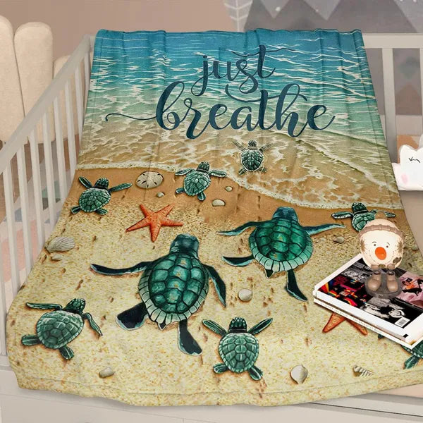 Tortue de mer Blanket flannal pour les adolescents Garçons Hommes Beaucoup de modèle de tortue de mer Blanket Soft F