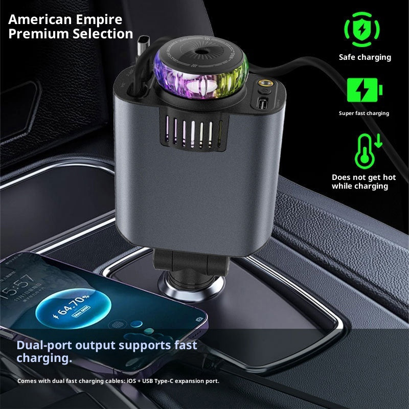 Chargeur de voiture PD charge rapide câble rétractable chargeur rapide allumeur de cigarette