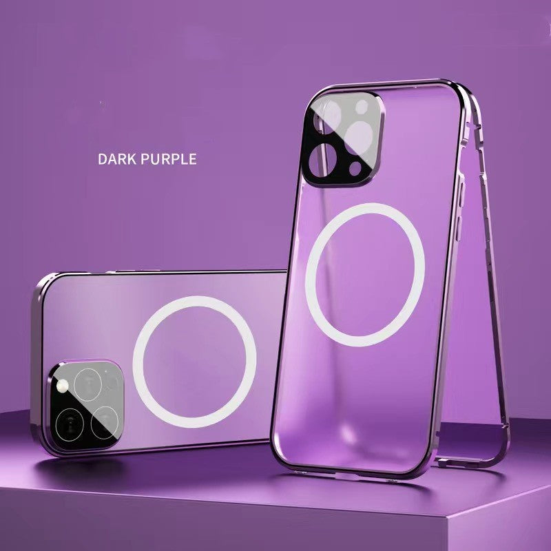 Boîtier de téléphone Magsafe magnétique tout compris Double face verre anti-chute Shell