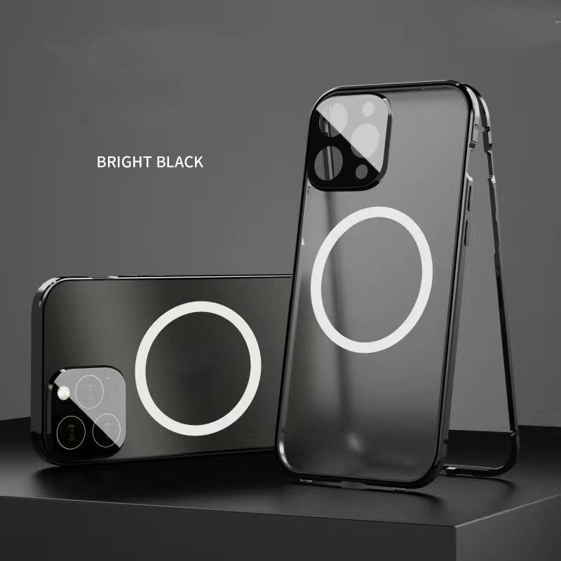 Boîtier de téléphone Magsafe magnétique tout compris Double face verre anti-chute Shell