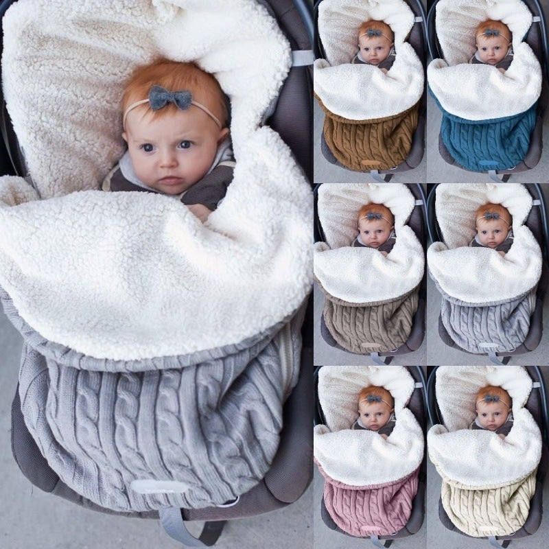 Poussette en laine de couchage pour bébé doublée de polaire