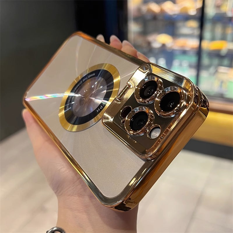 Boîtier de téléphone magnétique Support invisible Manche de protection par électroplaquage