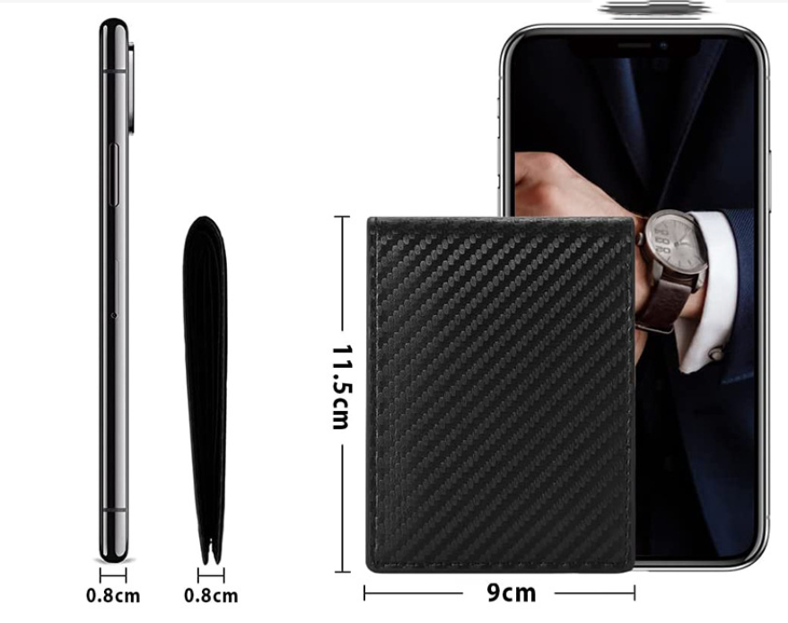 Portefeuille anti-magnétique mince pour hommes Wallet spécial en fibre de carbone Dollar multi cartes