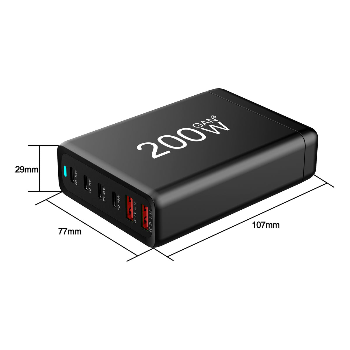 Chargeur de gaz à haute puissance de 200W Nitride