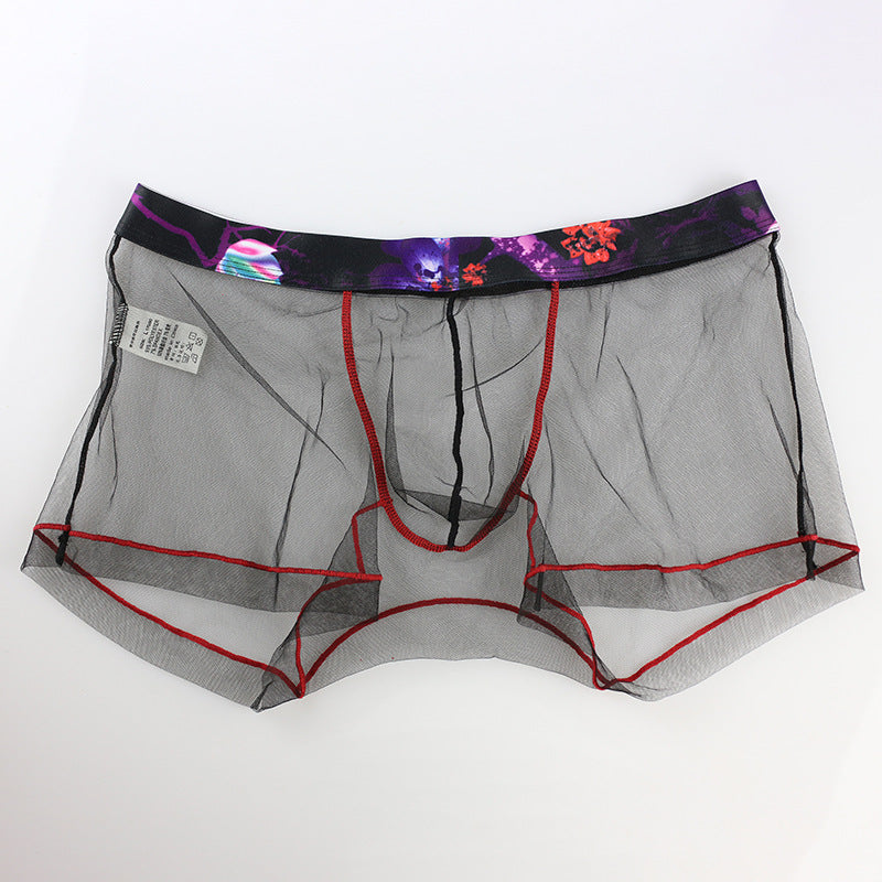 Men Sexy See-through Mesh High Elastic Boxers