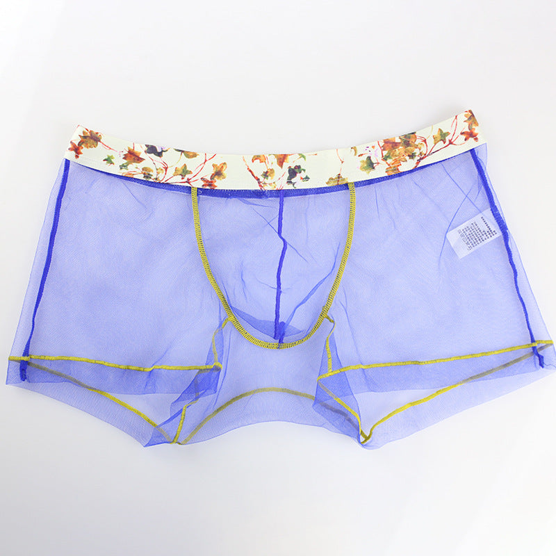 Men Sexy See-through Mesh High Elastic Boxers